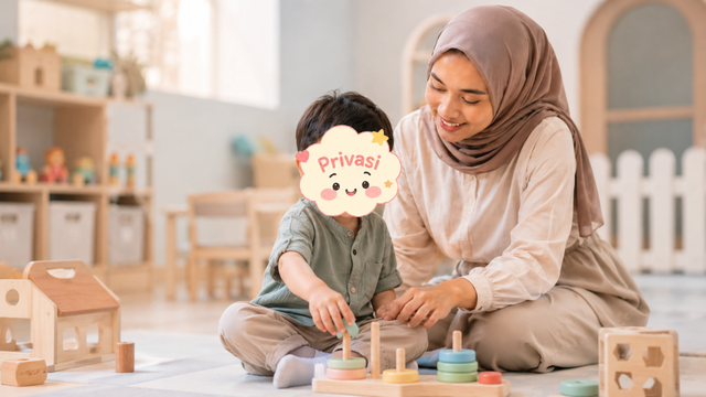 Fenny menemani anak bermain di rumah